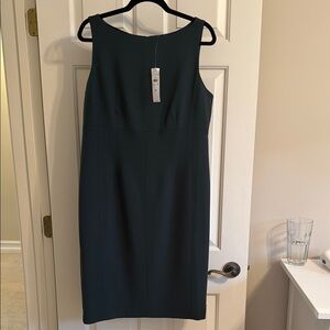 Ann Taylor Green Sheath Midi Dress Bateau Neckline